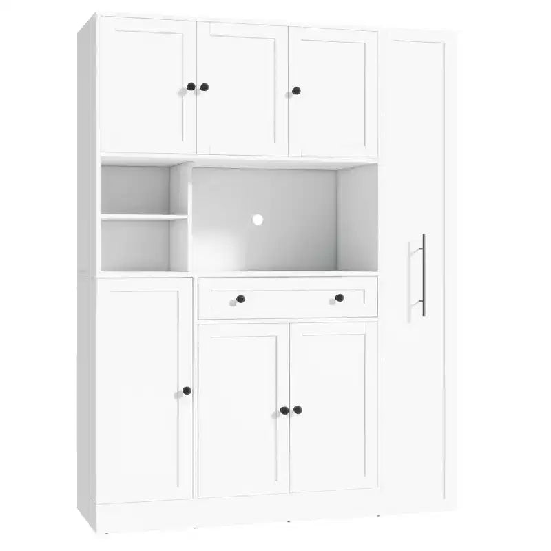 Credenza con piattaia, armadietto estraibile e cassetto