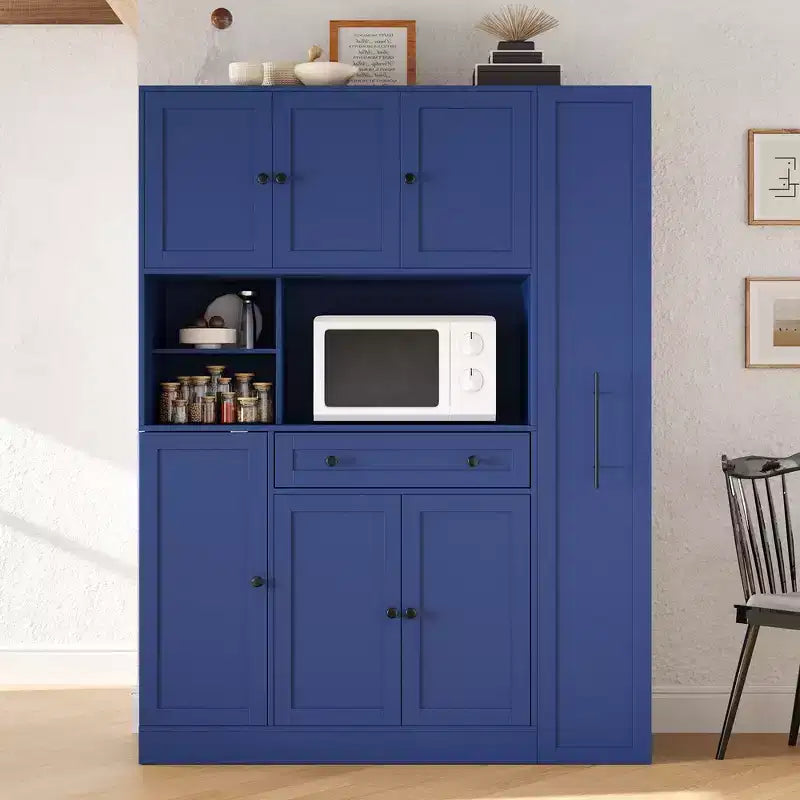 Credenza con piattaia, armadietto estraibile e cassetto