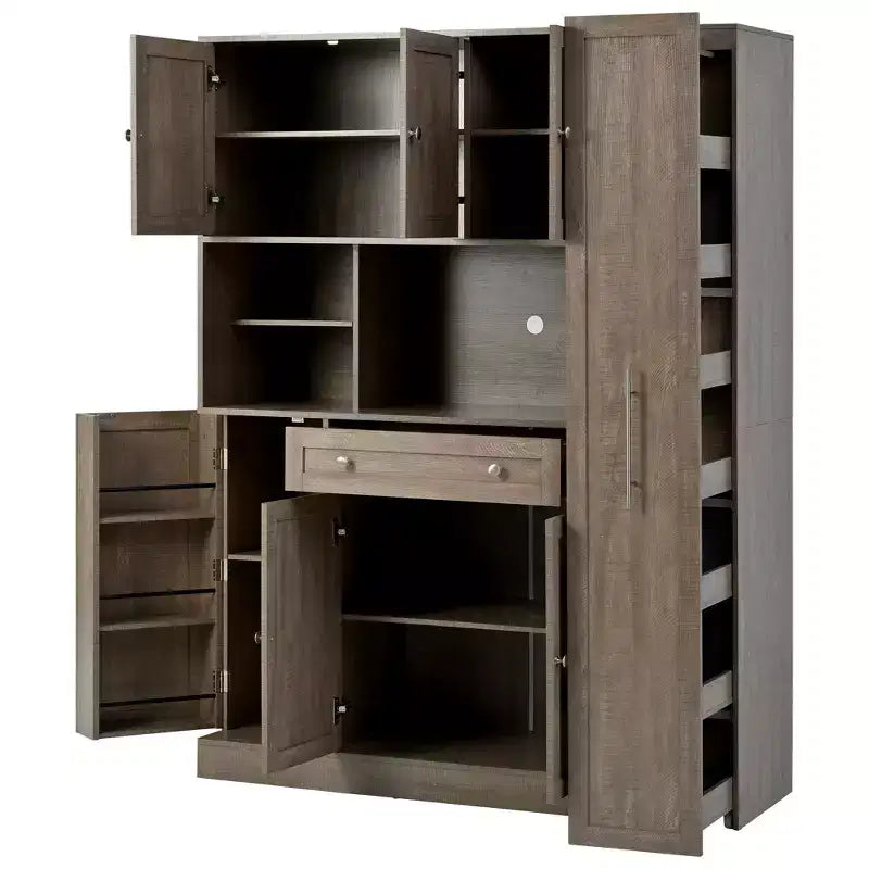 Credenza con piattaia, armadietto estraibile e cassetto