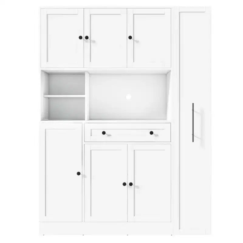 Credenza con piattaia, armadietto estraibile e cassetto