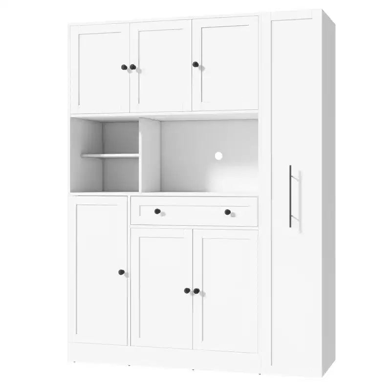 Credenza con piattaia, armadietto estraibile e cassetto
