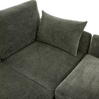 Divano Multifunzionale in ciniglia con Pouf Modulare, Porte USB e Porta Telefono