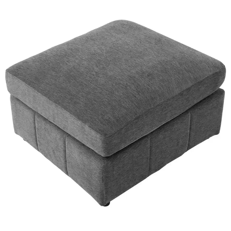 Divano Multifunzionale in ciniglia con Pouf Modulare, Porte USB e Porta Telefono