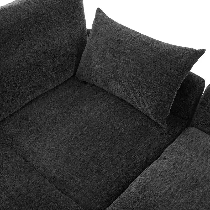 Divano Multifunzionale in ciniglia con Pouf Modulare, Porte USB e Porta Telefono