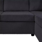Divano componibile oversize in velluto a coste con chaise longue e tre morbidi cuscini decorativi