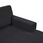 Divano componibile oversize in velluto a coste con chaise longue e tre morbidi cuscini decorativi