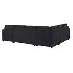 Divano componibile oversize in velluto a coste con chaise longue e tre morbidi cuscini decorativi