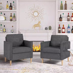 Set di 2 sedie Decor Linen Comfy con braccioli rotondi per soggiorno, sedia da lettura con schienale alto per soggiorno, camera da letto, sala d'attesa, grigio