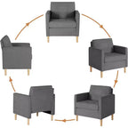 Set di 2 sedie Decor Linen Comfy con braccioli rotondi per soggiorno, sedia da lettura con schienale alto per soggiorno, camera da letto, sala d'attesa, grigio