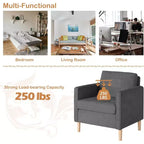 Set di 2 sedie Decor Linen Comfy con braccioli rotondi per soggiorno, sedia da lettura con schienale alto per soggiorno, camera da letto, sala d'attesa, grigio