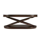 Tavolino da caffè in legno con base a X, tavolino ovale da cocktail da 44" con contenitore, tavolino centrale per divano