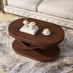 Tavolino da caffè in legno con base a X, tavolino ovale da cocktail da 44" con contenitore, tavolino centrale per divano