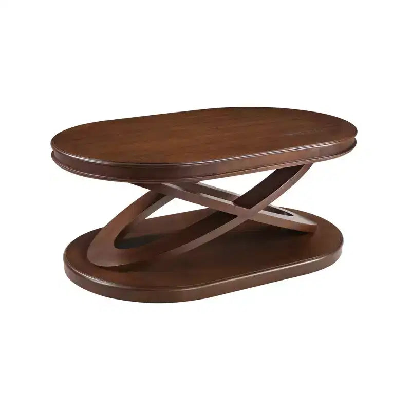 Tavolino da caffè in legno con base a X, tavolino ovale da cocktail da 44" con contenitore, tavolino centrale per divano