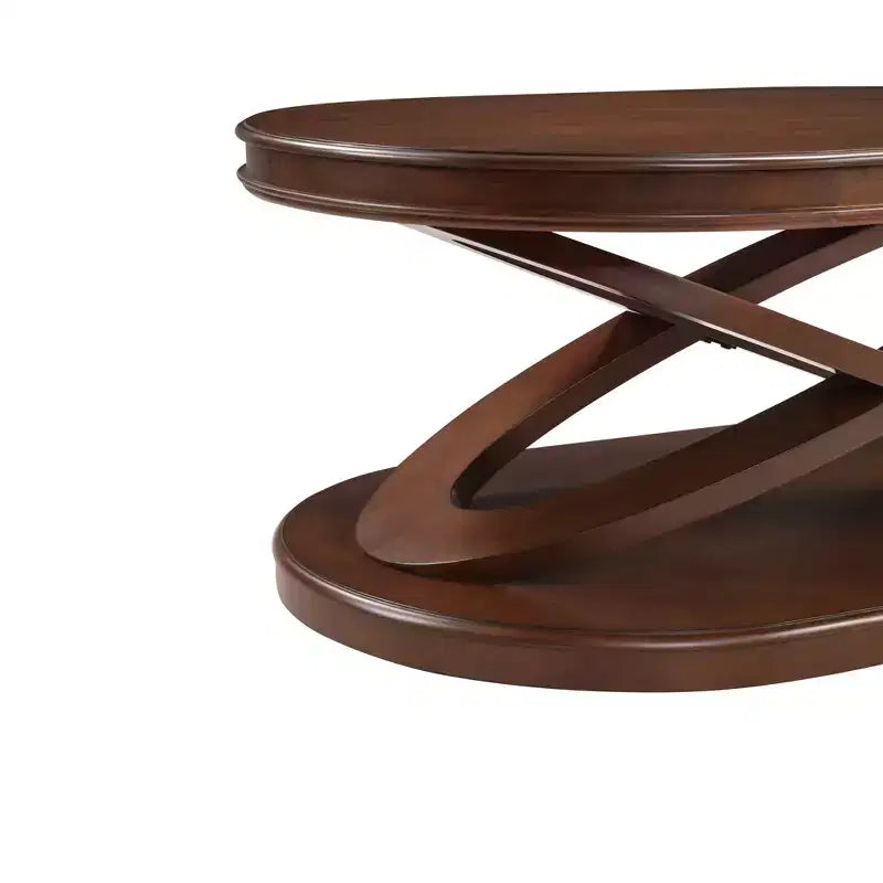 Tavolino da caffè in legno con base a X, tavolino ovale da cocktail da 44" con contenitore, tavolino centrale per divano