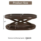 Tavolino da caffè in legno con base a X, tavolino ovale da cocktail da 44" con contenitore, tavolino centrale per divano