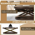 Tavolino da caffè in legno con base a X, tavolino ovale da cocktail da 44" con contenitore, tavolino centrale per divano