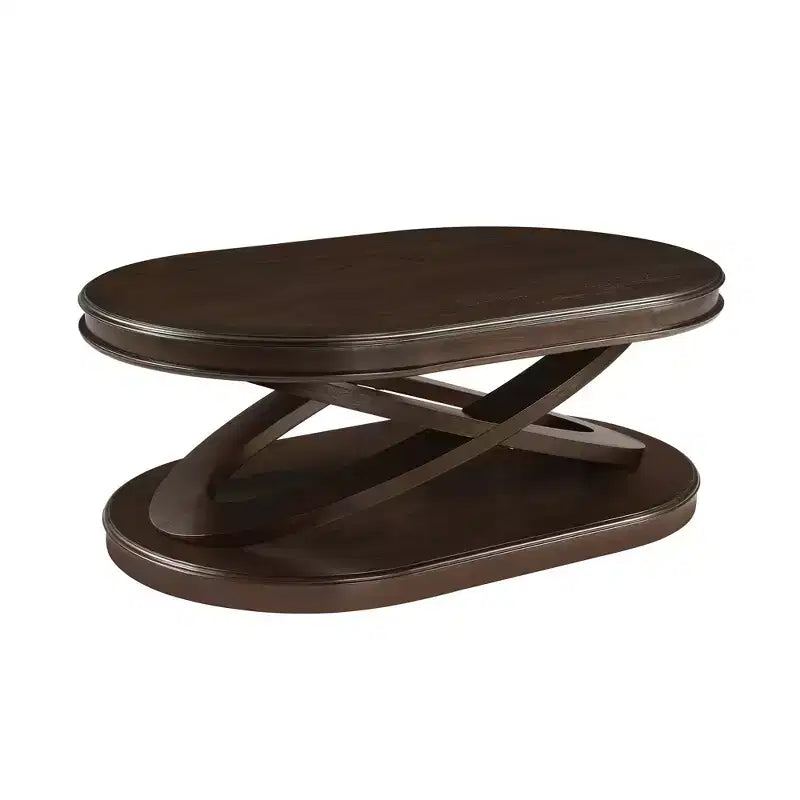 Tavolino da caffè in legno con base a X, tavolino ovale da cocktail da 44" con contenitore, tavolino centrale per divano