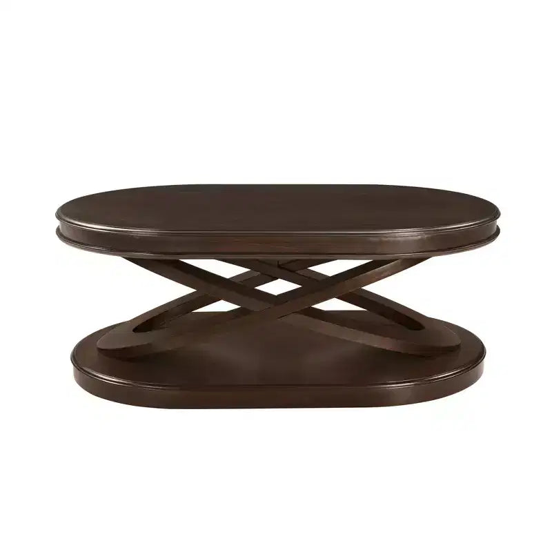 Tavolino da caffè in legno con base a X, tavolino ovale da cocktail da 44" con contenitore, tavolino centrale per divano