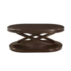 Tavolino da caffè in legno con base a X, tavolino ovale da cocktail da 44" con contenitore, tavolino centrale per divano