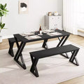 MS PB X Shaped Dining Table and Chair Set 3 Pieces - Durable, Stylish, Space-Saving, Easy to Clean, Comfortable Seating