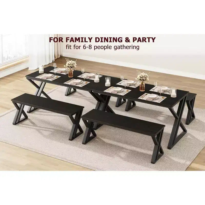 Tavolo da Pranzo e Sedie a X 3 Pezzi - Durevole, Elegante, Salvaspazio, Facile da Pulire, Seduta Confortevole