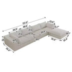 157.6 Divano Blu Nuvola in Tessuto Velluto a Coste con Seduta Profonda e 1 Pouf, Design a Doppio Strato Cuscino Rimovibile Nessun Assemblaggio Fai da Te