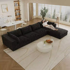 157.6 Divano Blu Nuvola in Tessuto Velluto a Coste con Seduta Profonda e 1 Pouf, Design a Doppio Strato Cuscino Rimovibile Nessun Assemblaggio Fai da Te
