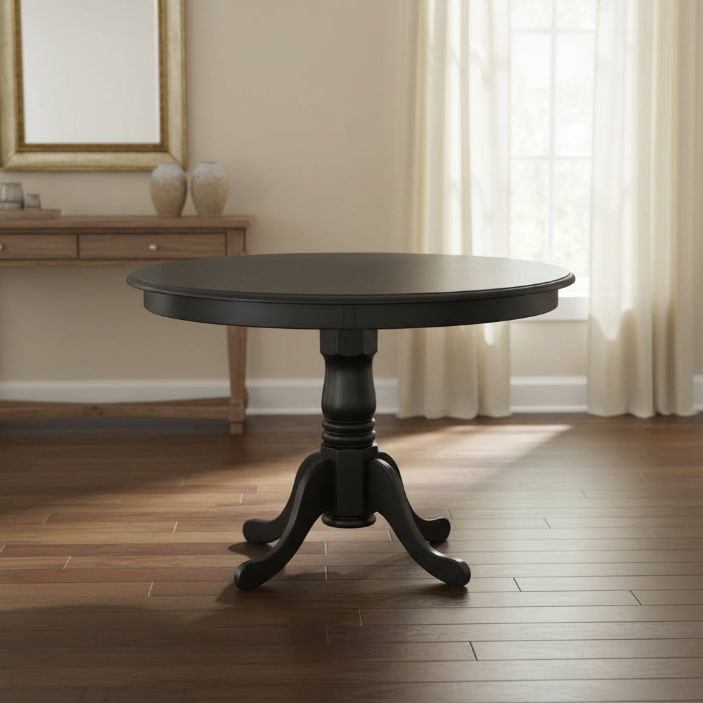 Kitchen Table Set for 4 - 5 Piece Dining Set with Round Table & Linen Chairs - Art Deco Style