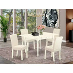 Set Sala da Pranzo 5 Pezzi con Piano in Legno Massello Finitura Bianco Lino - con Ribalte (4 Posti)