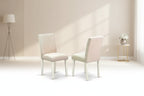 Set Sala da Pranzo 5 Pezzi con Piano in Legno Massello Finitura Bianco Lino - con Ribalte (4 Posti)