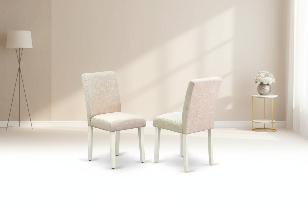 Set Sala da Pranzo 5 Pezzi con Piano in Legno Massello Finitura Bianco Lino - con Ribalte (4 Posti)