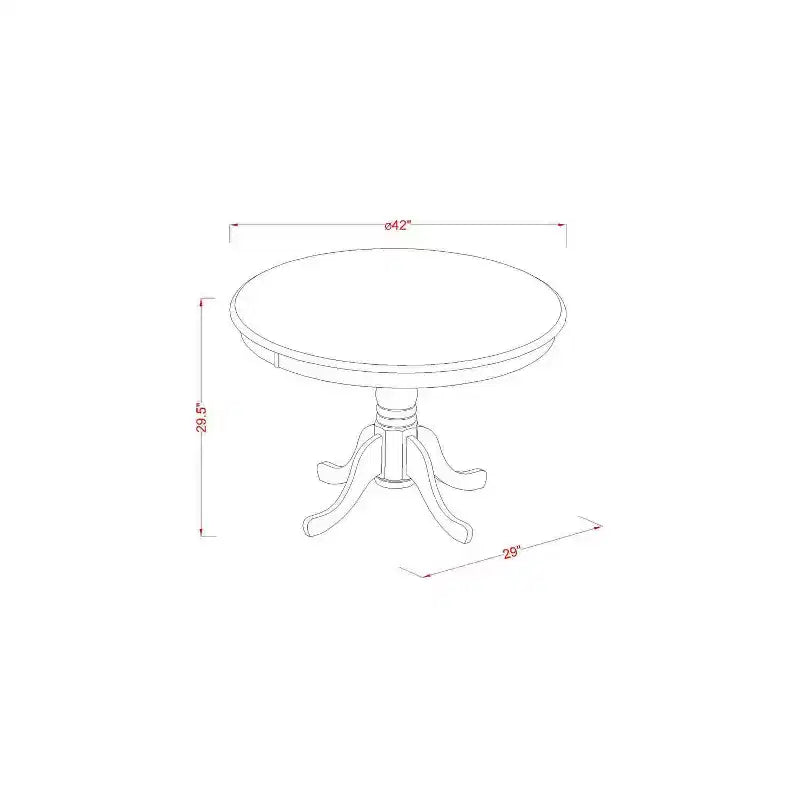 Tavolo da pranzo con piano in legno massello con finitura ciliegio a 5 pezzi con 4 sedie Parson