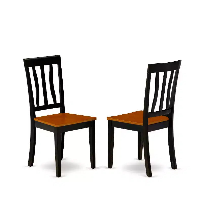 Set Tavolo da Pranzo a 3 Pezzi con Piano in Legno Massello Finitura Nera e Ciliegio con Ribalte