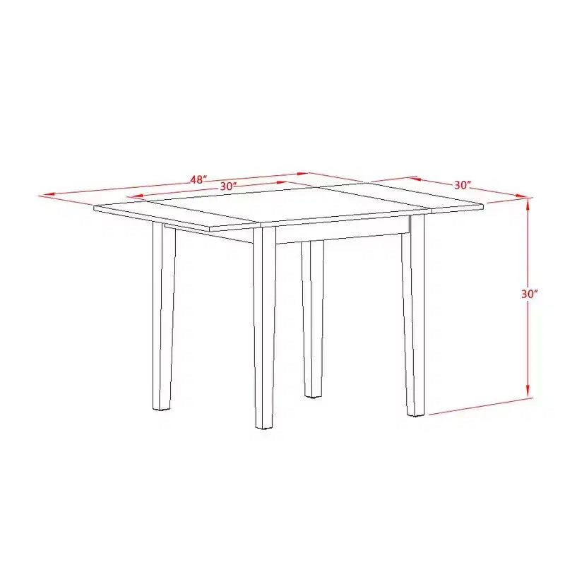 Tavolo da pranzo a 5 pezzi con piano in legno massello finitura bianca e 4 sedie Parson