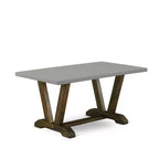 Tavolo da pranzo rettangolare in legno massello con finitura anticata Jacobean, 6 pezzi, con 1 panca e 4 sedie