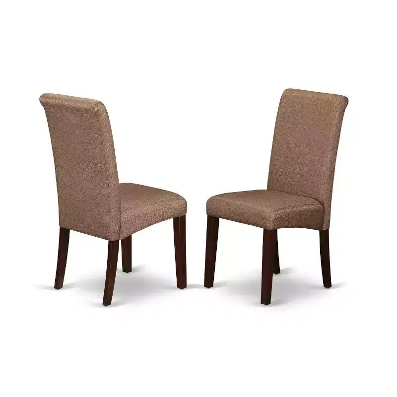 Tavolo da pranzo a 5 pezzi con ripiano in legno massiccio finitura marrone con 4 sedie Parson