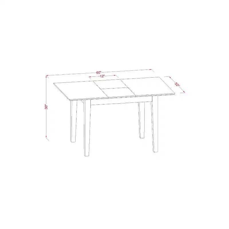 Tavolo da pranzo a 5 pezzi con ripiano in legno massiccio finitura marrone con 4 sedie Parson