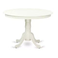 Mid-Century Dinette Set - 3 Piece Table & Chairs - Linen White Finish - Round Dining Table