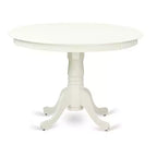 Mid-Century Dinette Set - 3 Piece Table & Chairs - Linen White Finish - Round Dining Table