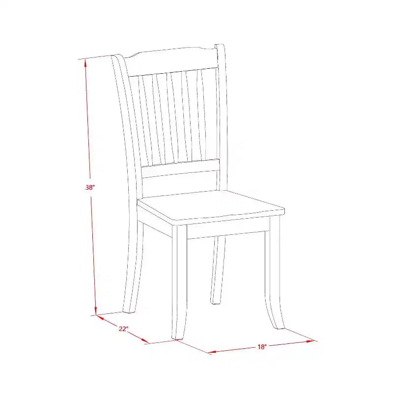 Tavolo da pranzo 5 pezzi con piano in legno massello finitura noce e 4 sedie Parson