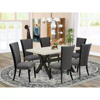 Tavolo da pranzo 5 pezzi con piano in legno massello finitura espresso e 4 sedie Parson