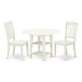 Round Dining Table Set 3pc 20-42 Table w/ Drop Leaves & 2 Chairs - Kitchen Dining Room