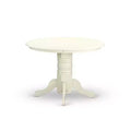 Round Dining Set 3pc - 42 Inch Table & 2 Chairs - Linen White Kitchen Dinette Set
