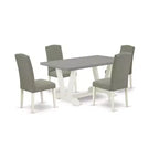 5-Piece Natural Oak Finish Solid Wood Top Dining table with 4-Chairs with