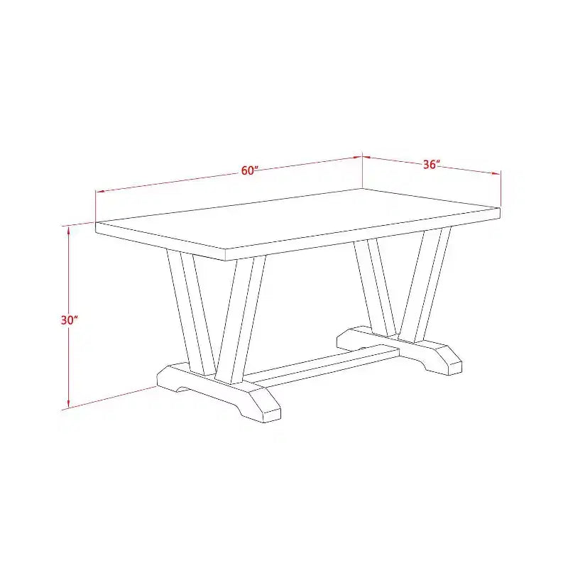 Tavolo da pranzo a 5 pezzi con ripiano in legno massello finitura cappuccino e 4 sedie Parson