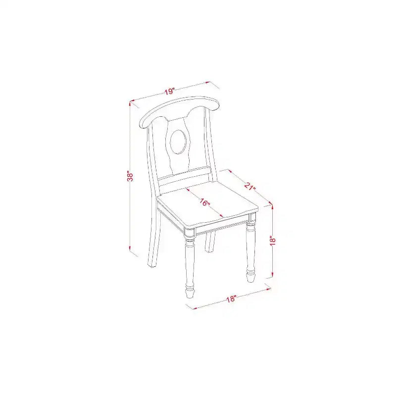 Tavolo da pranzo con piano in legno massello e 4 sedie, finitura Buttermilk e Cherry, 5 pezzi