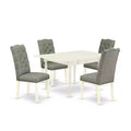 HomeStock 5-Pc Linen White Finish Solid Wood Top-Dining Room Set with Leaf-Seats 4