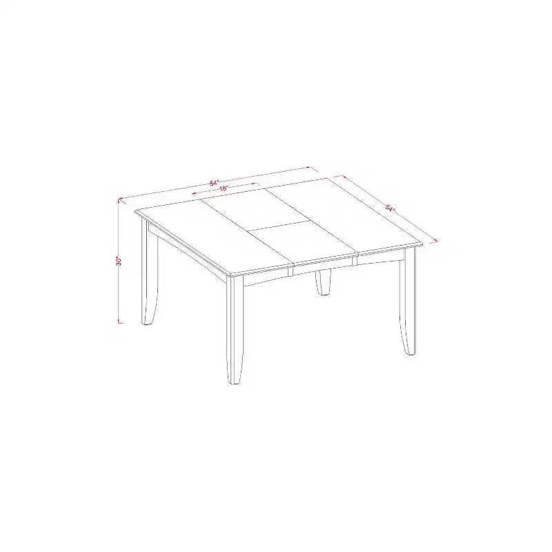 Tavolo da pranzo quadrato in legno massello finitura cappuccino a 5 pezzi con 4 sedie