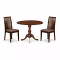 3-Piece Mahogany Finish Solid Wood Top - Dining Room Set - Seats 4
