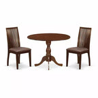 3-Piece Mahogany Finish Solid Wood Top - Dining Room Set - Seats 4